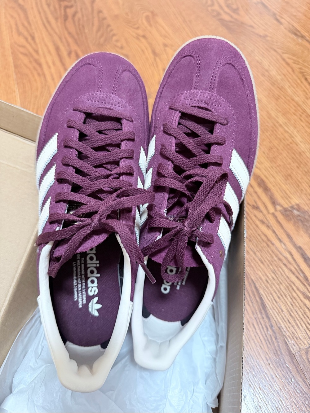 adidas Women's Spezial Suede Sneakers in Maroon with Ecru Stripes